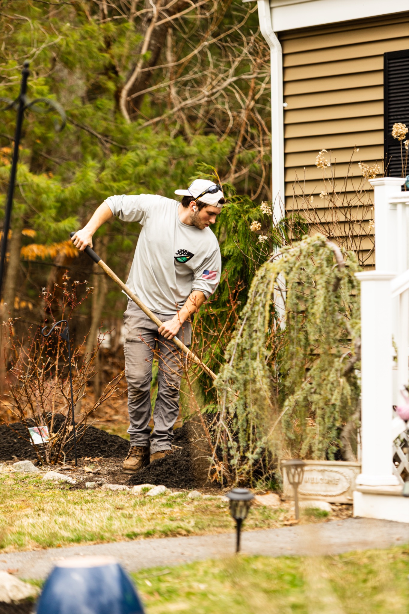 Gavin working on a landscaping project